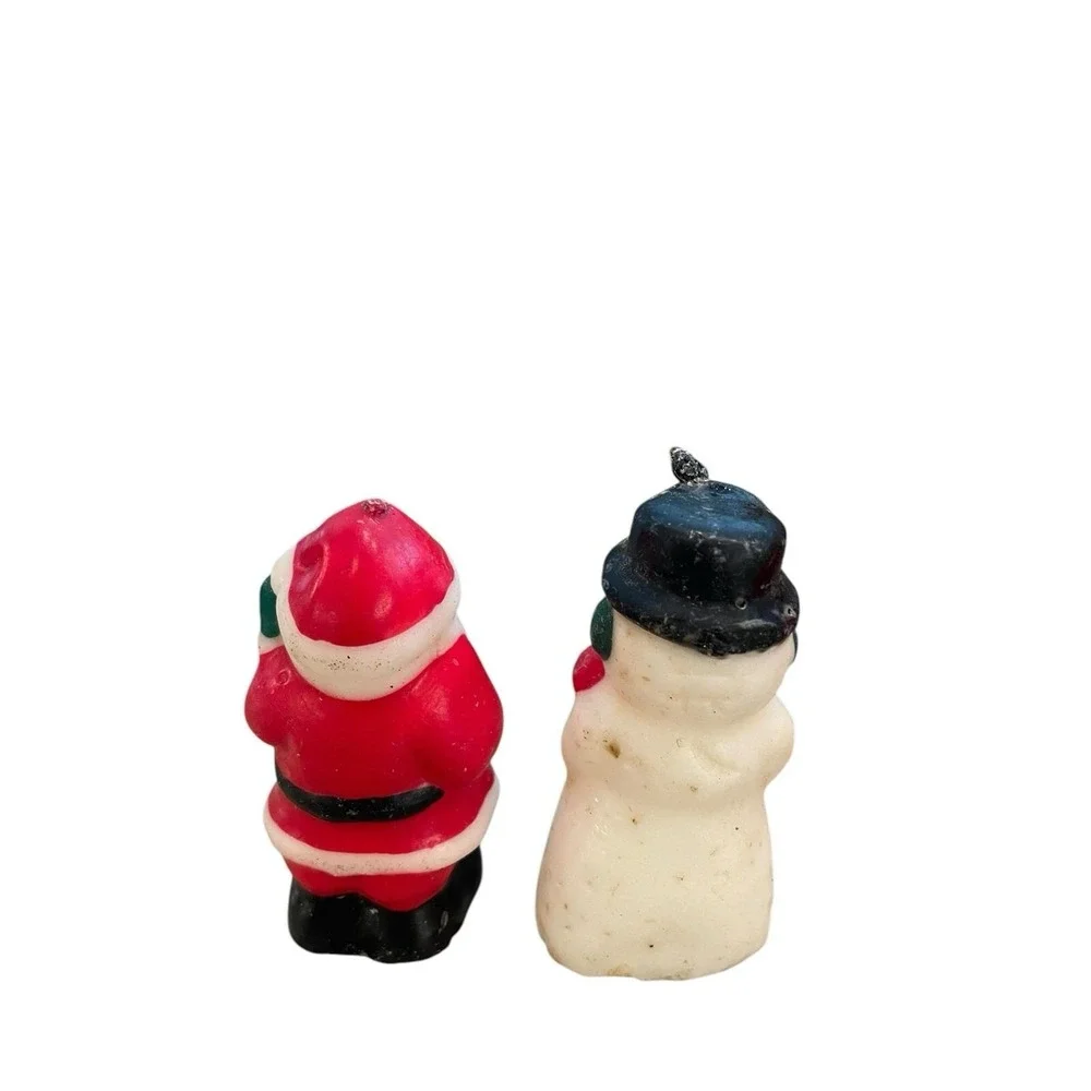 Vintage Christmas Candles Lot 8 Mid Century Red Green Santa Snowman Caroler MCM